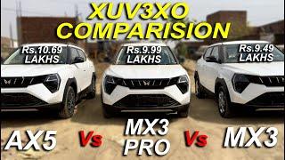 NEW XUV3XO MX3 vs MX3 PRO vs AX5  DETAILED COMPARISION OF XUV3XO MOST VFM VARIANT  NEW 2024 XUV3XO