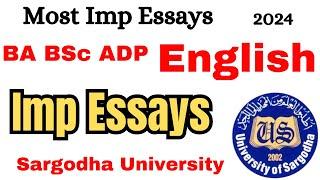 BA BSc ADP English Most Imp Essays 2024 UOS  ADP English Essays 2024  BA English Essays 2024 UOS