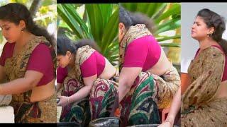 Malayalam serial actress Saritha Balakrishnan hot rare navel show   hot mallu serial actress 