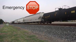 Caught On Camera Freight Train goes into Emergency Stop in Sugar Land TX.