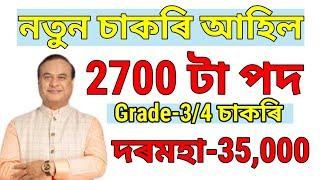 নতুন চাকৰি আহিল - Assam jobs 2024  Assam jobs vacancy 2024  Assam jobs update  Jobs in Assam 