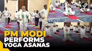 International Yoga Day PM Modi performs Yoga asanas in Srinagar J&K
