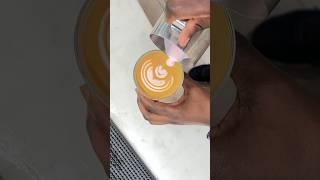 Beginner latte art Tulip on Rose latte