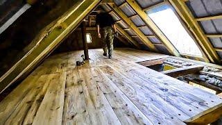Installing a Wooden Floor in my OFF-GRID Stone Cabin ep. 09.