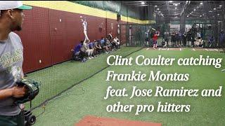 Oakland Athletics Ace Frankie Montas throws 97mph to catcher Clint Coulter feat Indians Jose Ramirez