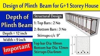 Design of Plinth Beam for G+1 Storey House - Depth of Beam - Structural Design of Beam