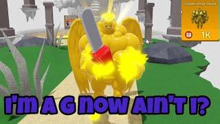 BUYING GOLD ANGEL NOOB LESSGO  Mega Noob Simulator  Roblox