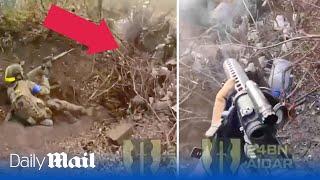 Moment Ukraine soldiers destroy Kadyrov TikTok warriors trenches near Bakhmut