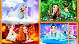 ¡Los Cuatro Elementos Construyen una Litera Chicas de Fuego Agua Aire y Tierra