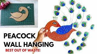 DIY Peacock Wall HangingBest Out Of Waste Craft IdeaLow cost Home Decorating IdeaRecycled craft