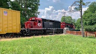 Manned Pusher Locomotive On Heavy Train Notching Up At Base Of Hill & Crossing Bridge Steam In Cass