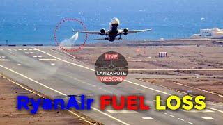 RYANAIR PLANE TAKING OFF with a FUEL LOSS by LanzaroteWebcam