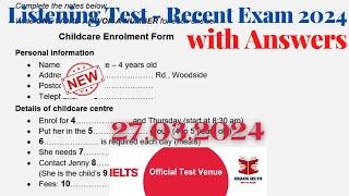 IELTS Listening Actual Test 2024 with Answers  27.03.2024