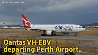 Qantas Airways VH-EBV departing Perth Airport on RW03 as QF65 to Johannesburg.