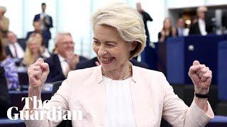 Emotional moment Ursula von der Leyen re-elected European Commission president