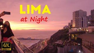 4K Walking Tour Lima Peru at Night   Miraflores District