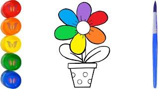 How to draw a rainbow flower for kids?