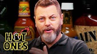 Nick Offerman Gets the Job Done While Eating Spicy Wings  Hot Ones