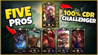 5 Pro Players vs 1 Challenger with 100% CDR 1v5 - League of Legends