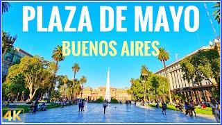 【4K】Recorriendo PLAZA DE MAYO Buenos Aires ARGENTINA  Verano 2022 Walking Tour