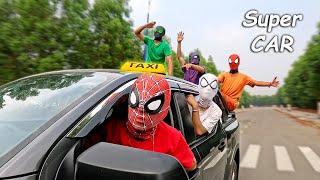 Bros SpiderMan vs Super CAR Taxi  Comedy by FLife TV 