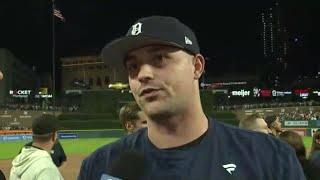 Tarik Skubal speaks after Detroit Tigers clinch a playoff spot for the first time since 2014