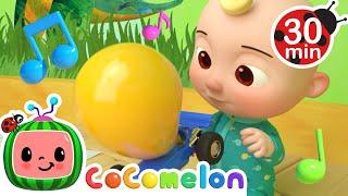 Toy Balloon Car Race - Cocomelon  Kids Cartoons & Nursery Rhymes  Moonbug Kids