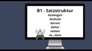 ᐅ Deutsch Satzbau und Konnektoren Deshalb deswegen darum daher sodass so..dass Deutsch B1-B2