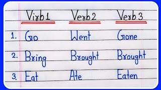 Verb1 Verb2 Verb3  Verb forms  30 Verbs with 2nd and 3rd forms  Present-Past_Past Participle