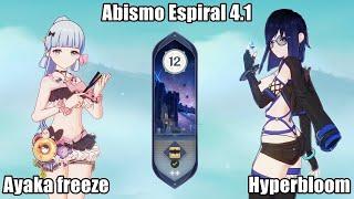 Genshin Impact 4.1 Novo Abismo Espiral - Piso 12  Ayaka freeze e Hyperbloom team