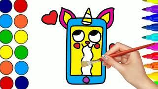 How to Draw a Smart Phone   Toddler Kids Coloring Videos  #FunKeepArt #BeTaiNangTV #ToBiART