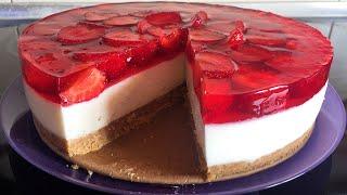 ЧИЗКЕЙК с клубникойТворожный Торт Без Выпечки С Клубникой и Желе Cheesecake with strawberries