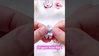 Origami paper rose ring. How to make cute rose ring. #origamirose #origamiring #paperrings