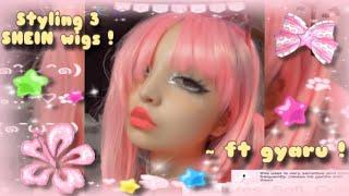 ⭐️3 SHEIN WIGS + 3 outfits featuring - SIMPLE GYARU makeup tutorial