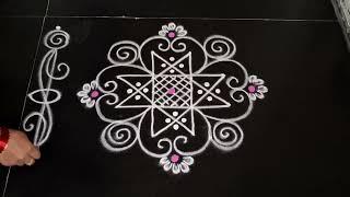 simple rangoli  easy side border rangoli design  daily muggulu  easy rangoli