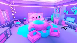 CUTE NEON THEMED Soccer Stadium house SPEED BUILD in Adopt me