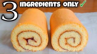 Easy Swiss Roll  Cake Roll  Only 3 Ingredients  Simple Swiss Roll Recipe