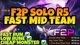 F2P SOLO R5 FAST MID TEAM  WITH CHEAP RUNE & MONSTER - SUMMONERS WAR