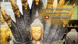 84 Brass Buddha Statue Beneath Naga www.lotussculpture.com