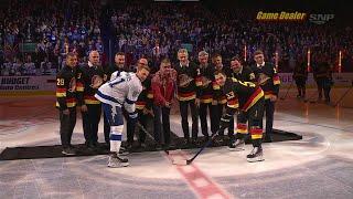 Gino Odjick Tribute Ceremonial Faceoff Anthems Lightning @ Canucks Jan 18 2023