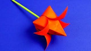 Как сделать тюльпан из бумаги своими руками  ОРИГАМИ ТЮЛЬПАН  Цветы из бумаги