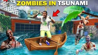 GTA 5  Franklin Survived Tsunami & Found Zombie Virus  GTA 5 mods