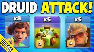 Th16 new troop Druid with Root rider and overgrowth spell attack strategy   clash of clans 