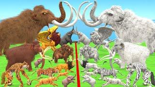 Prehistoric Mammals vs WhiteAlbino Mammals Itself vs White Mammoth vs Woolly Mammoth Animal Epic