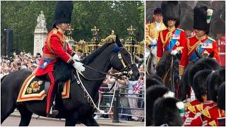 HIS MAJESTY KING CHARLES ON HORSEBACK LEADS THE ROYALS & GUARDS TO HIS BIRTHDAY HEAVENLY
