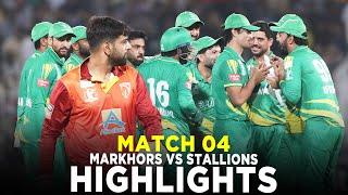 Full Highlights  Markhors vs Stallions  Match 4  Bahria Town Champions Cup 2024  M9A1K