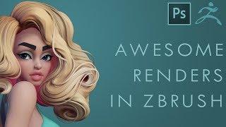 Awesome Renders in Zbrush and Photoshop - 60 Second Tutorial