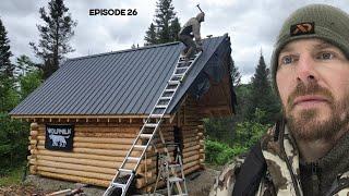 Log Cabin Build on Off-Grid Homestead EP26 Roof Sawmill Door