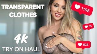 4K See-Through Lingerie  Transparent Try on Haul - Try On Haul  Floral Sheer Top Look with Jessi