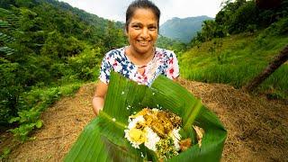 Sri Lanka Village Food - BANANA LEAF CURRY in Knuckles Mountains EXOTIC SRI LANKAN FOOD